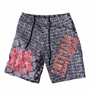 Hitman Fight Gear MMA Fight Shorts 🩳 Gray/Red Cage Fight Tribal Size 28